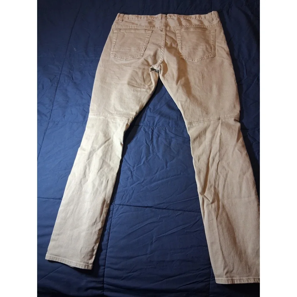 Bullhead Denim Co Mens 32 Stacked Skinny Moto‎ Distressed Tan Khaki Jeans Pants